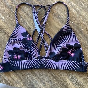 Acacia floral print top, strappy back, size S.